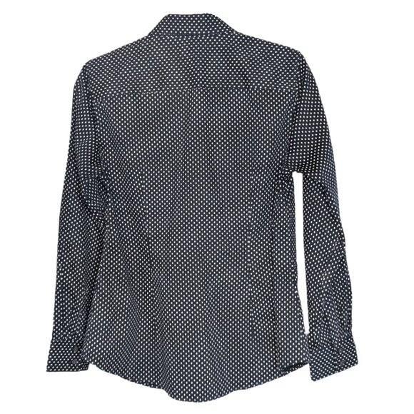 Banana Republic Darkest Navy Blue with White Dots Tailored-Fit Shirt Sz 10 - Picture 2 of 5